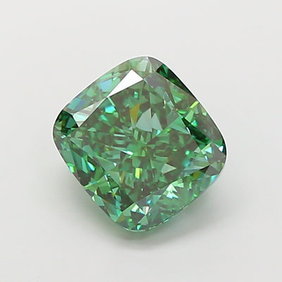 4.01 carat fancy vivid green cushion lab grown diamond VS1 clarity