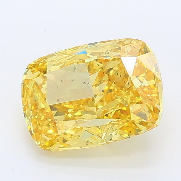 1.53 carat fancy vivid yellow cushion lab grown diamond SI1 clarity