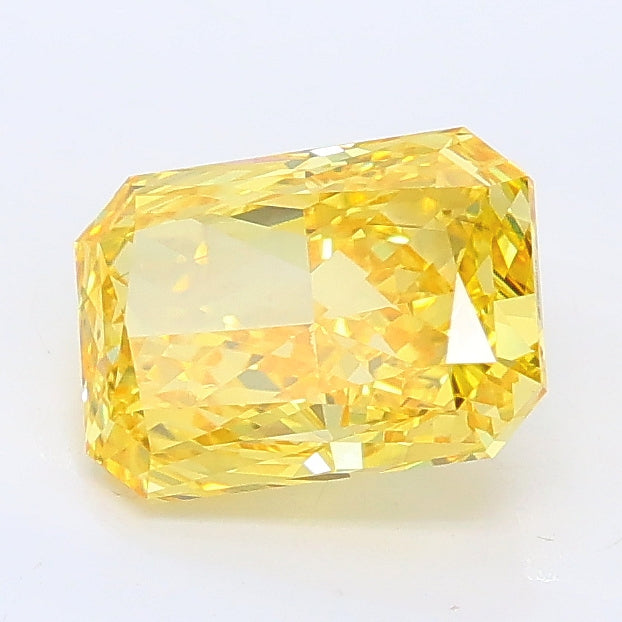 1.52 carat fancy vivid yellow radiant lab grown diamond VS1 clarity