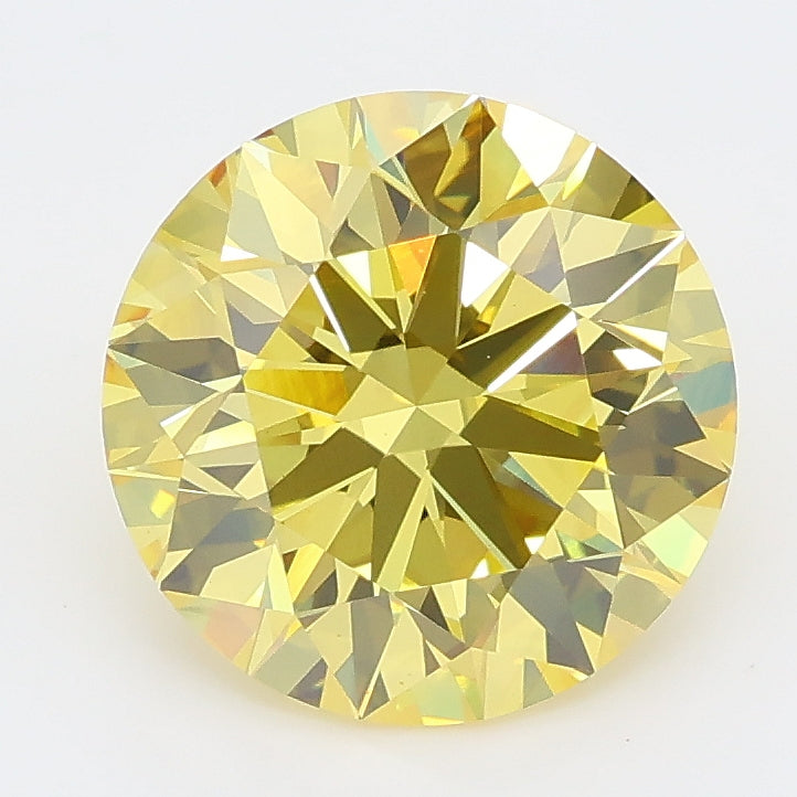 3.06 carat fancy intense yellow round lab grown diamond VS1 clarity