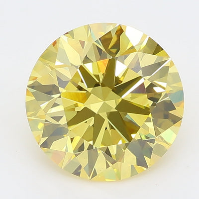 3.06 carat fancy intense yellow round lab grown diamond VS1 clarity