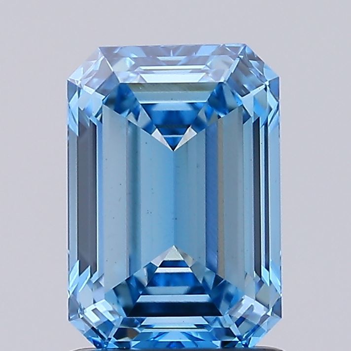 1.55 carat fancy vivid blue emerald lab grown diamond VVS2 clarity