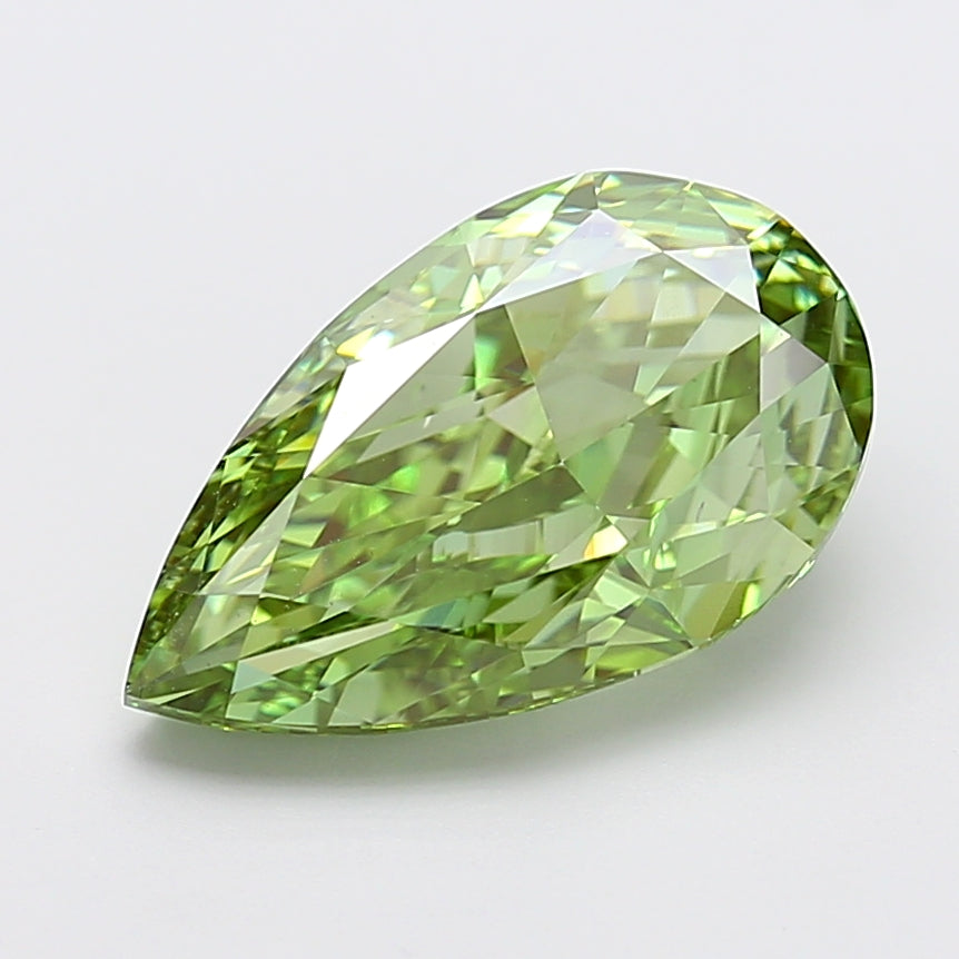 6.00 carat fancy vivid green pear lab grown diamond VS1 clarity