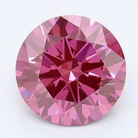 1.50 carat fancy vivid pink round lab grown diamond VS1 clarity