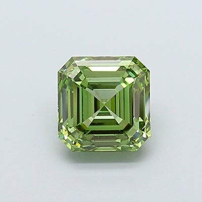 2.01 carat fancy vivid green asscher lab grown diamond VS1 clarity