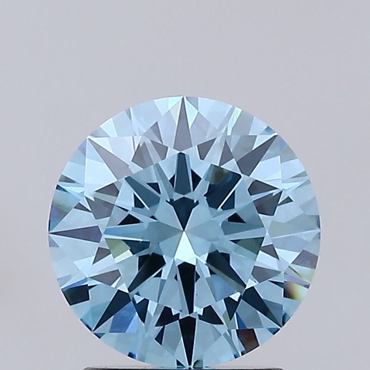 1.64 carat fancy vivid blue round lab grown diamond VVS2 clarity