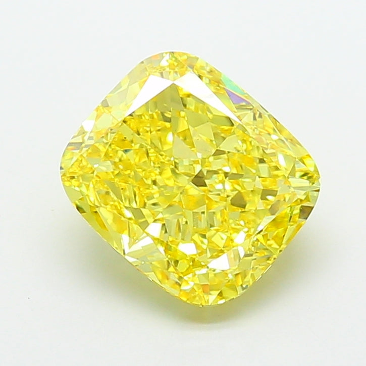 8.01 carat fancy vivid yellow cushion lab grown diamond VS1 clarity