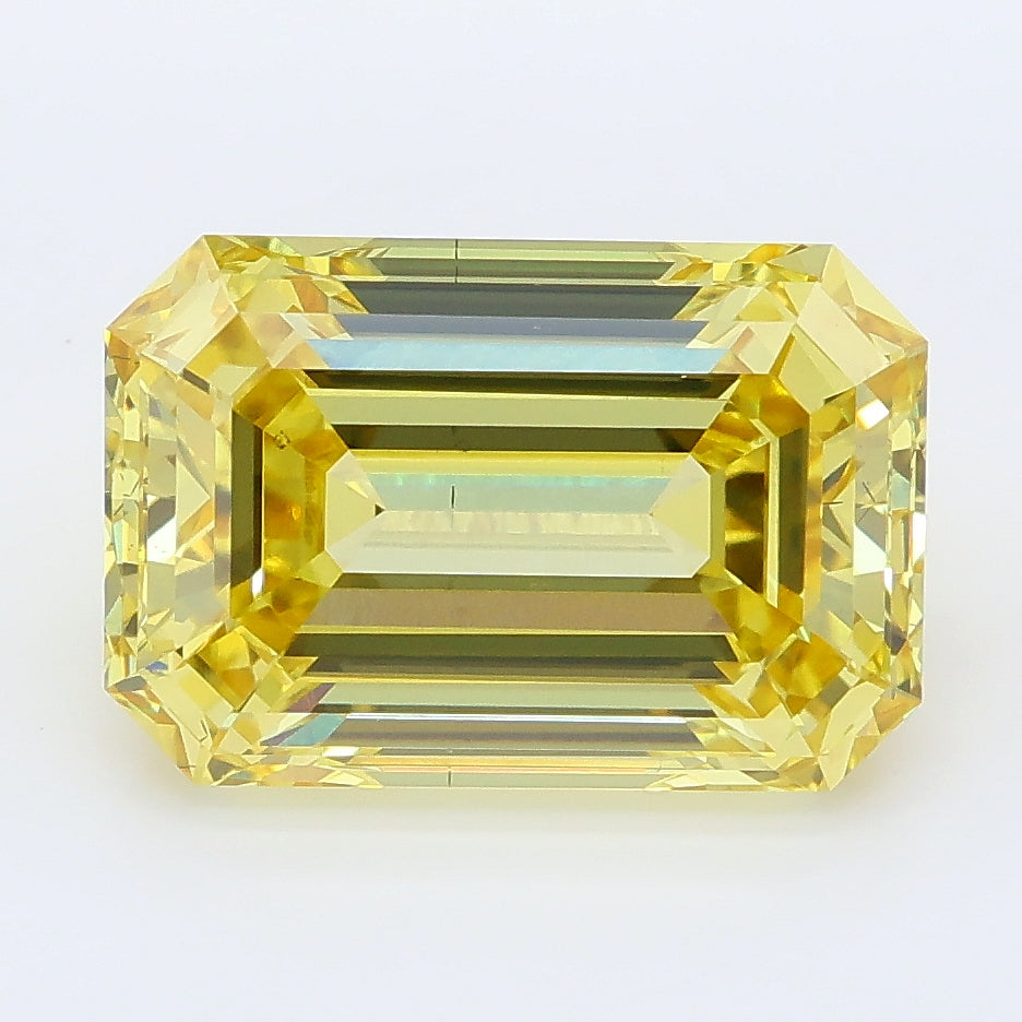5.01 carat fancy intense yellow emerald lab grown diamond VS2 clarity