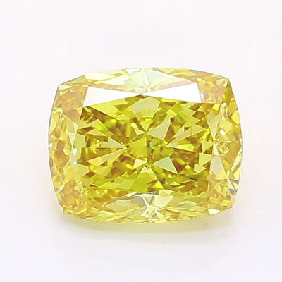 0.96 carat fancy intense yellow cushion lab grown diamond VS1 clarity