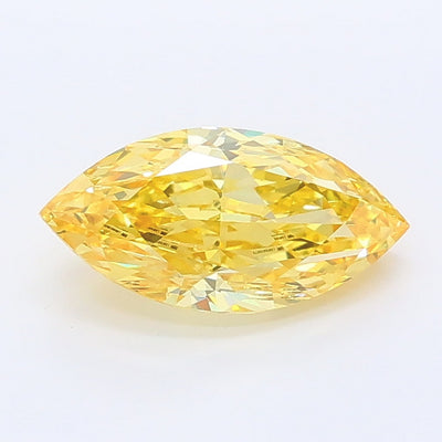 1.01 carat fancy intense yellow marquise lab grown diamond VVS2 clarity
