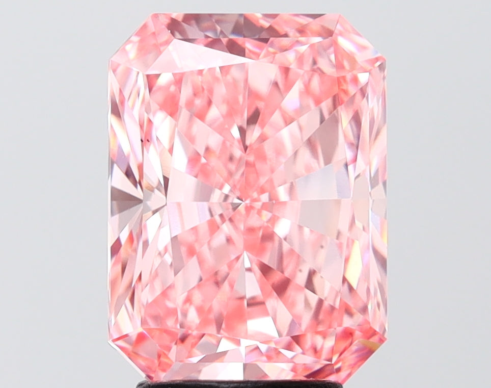 4.03 carat fancy vivid pink radiant lab grown diamond VS1 clarity