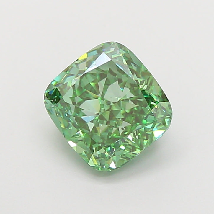 3.08 carat fancy vivid green cushion lab grown diamond VS2 clarity