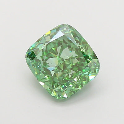 3.08 carat fancy vivid green cushion lab grown diamond VS2 clarity