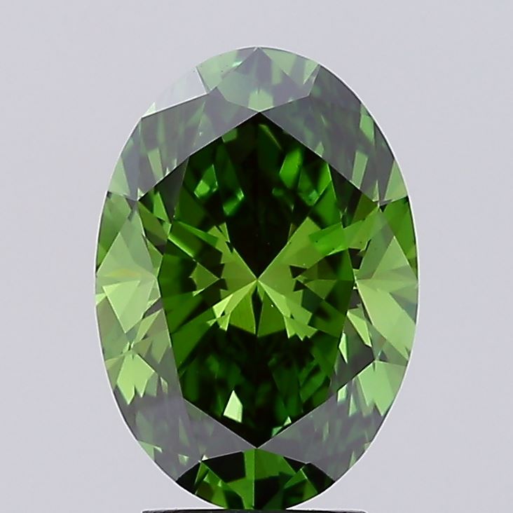 4.08 carat fancy vivid green oval lab grown diamond VS1 clarity