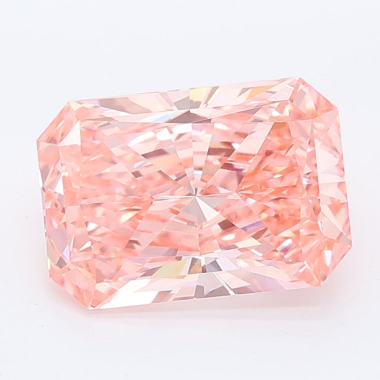 2.55 carat fancy pink radiant lab grown diamond VVS2 clarity