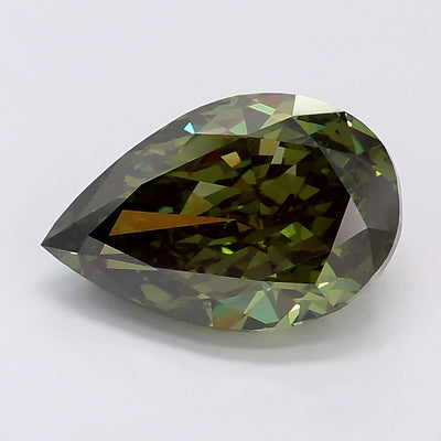 2.07 carat fancy vivid green pear lab grown diamond VS1 clarity