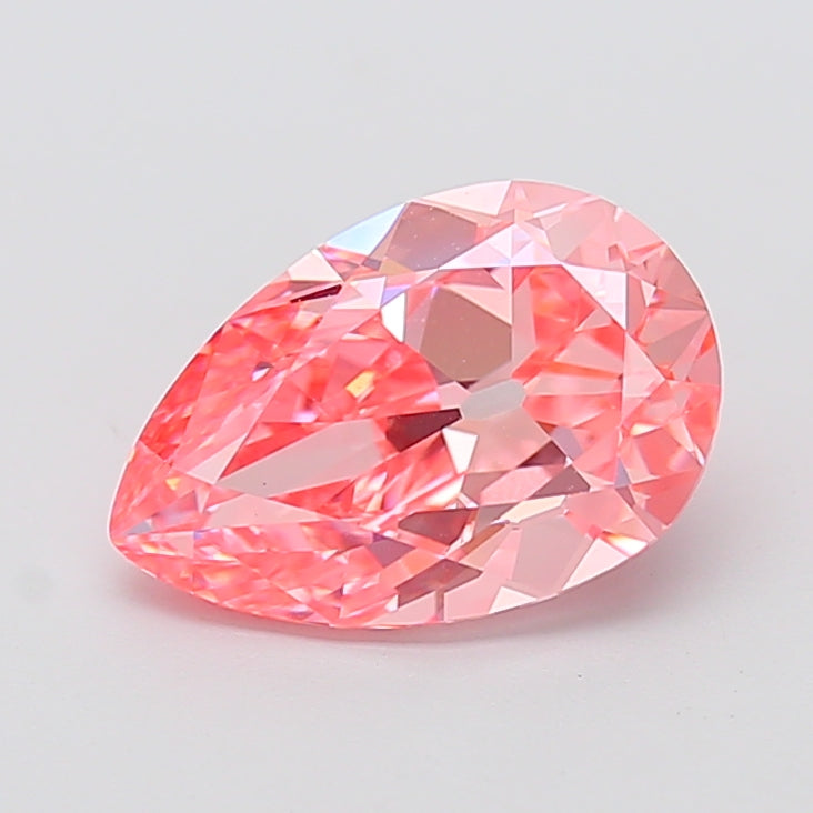 3.13 carat fancy vivid pink pear lab grown diamond VVS2 clarity