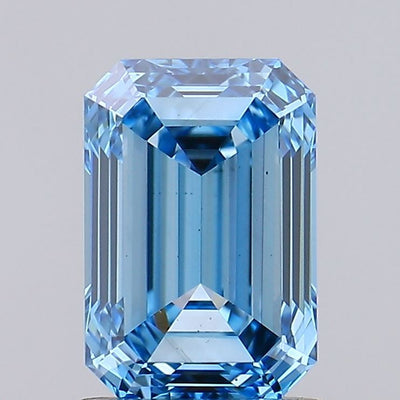 1.49 carat fancy vivid blue emerald lab grown diamond VS1 clarity