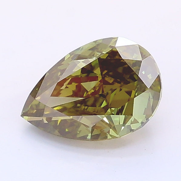 1.08 carat fancy green yellow pear lab grown diamond VS2 clarity