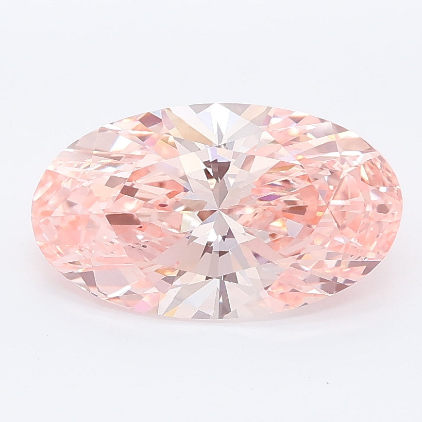 2.58 carat fancy vivid pink moval lab grown diamond VVS2 clarity