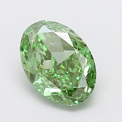 3.05 carat fancy vivid green oval lab grown diamond VVS2 clarity