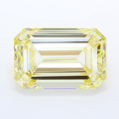 14.04 carat fancy light yellow emerald lab grown diamond VS1 clarity