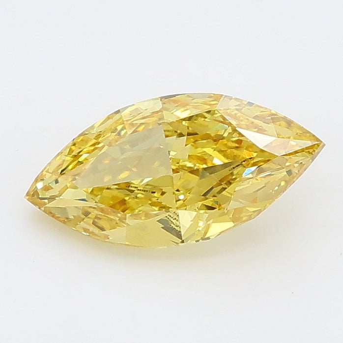1.13 carat fancy vivid yellow marquise lab grown diamond VS1 clarity