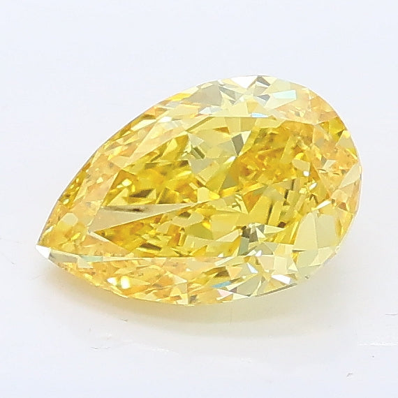 1.03 carat fancy vivid yellow pear lab grown diamond VS2 clarity