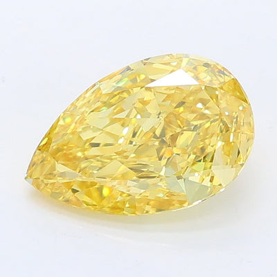 1.55 carat fancy vivid yellow pear lab grown diamond VS1 clarity
