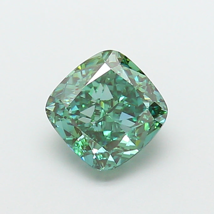3.01 carat fancy vivid green cushion lab grown diamond VS1 clarity
