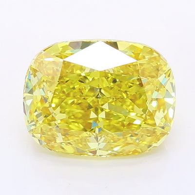 2.51 carat fancy vivid yellow cushion lab grown diamond VS1 clarity