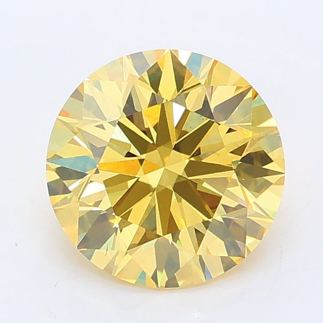 1.84 carat fancy intense yellow round lab grown diamond VS2 clarity