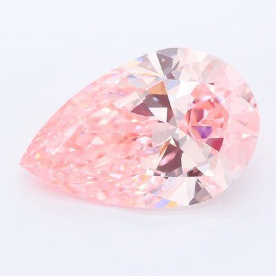6.04 carat fancy vivid pink pear lab grown diamond VS1 clarity