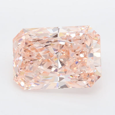 7.05 carat fancy vivid pink radiant lab grown diamond VVS2 clarity