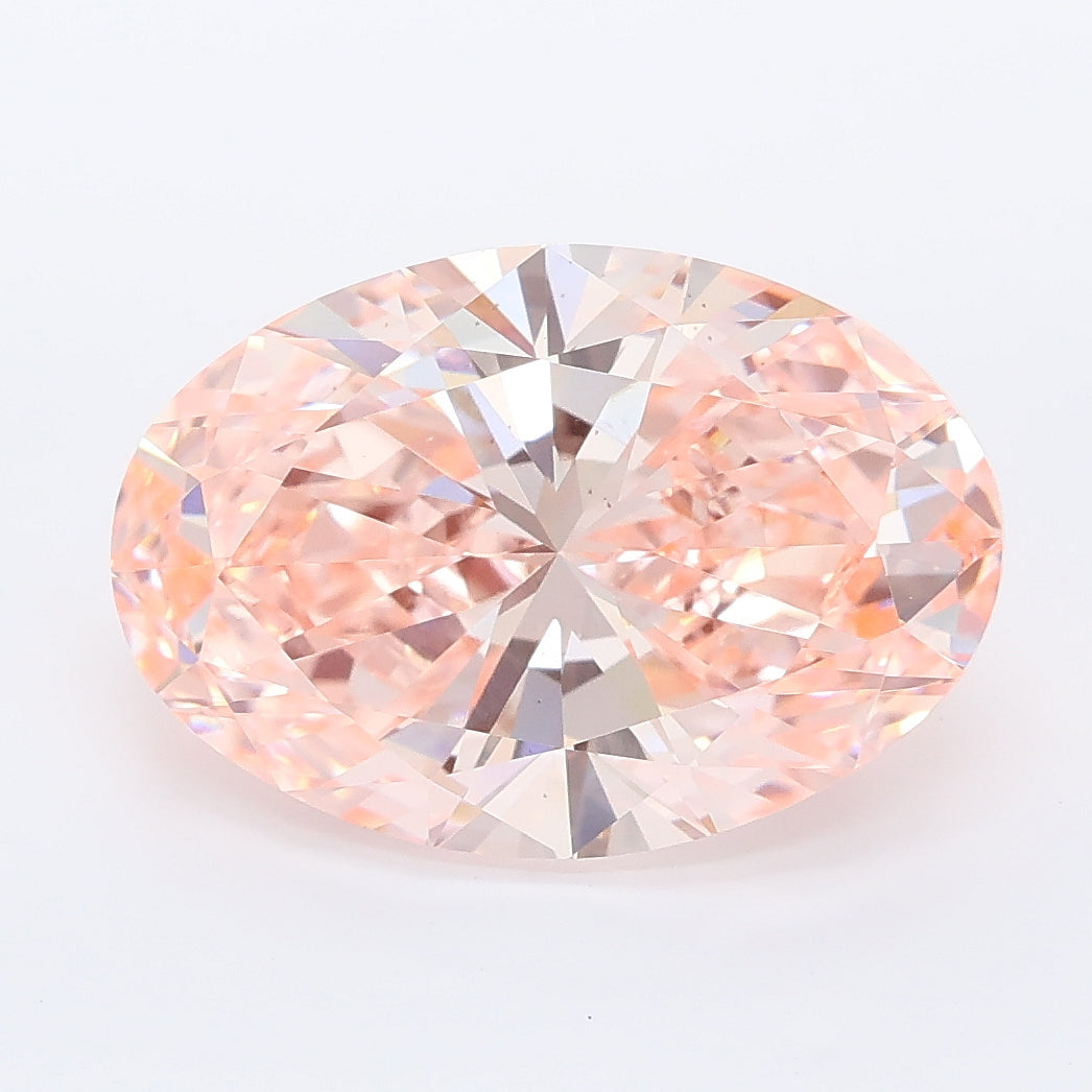 4.98 carat fancy vivid pink oval lab grown diamond VS2 clarity
