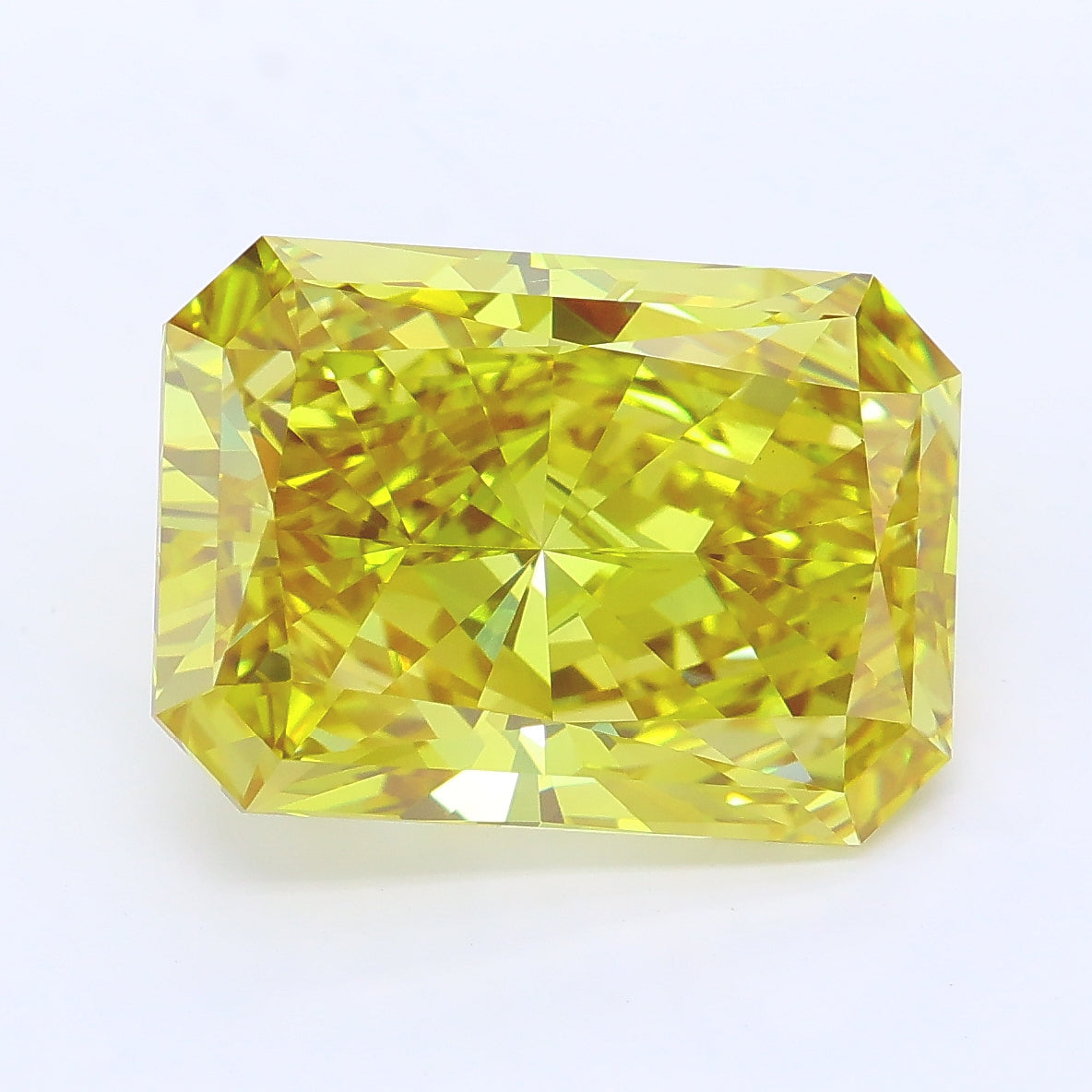 7.02 carat fancy vivid yellow radiant lab grown diamond VS1 clarity