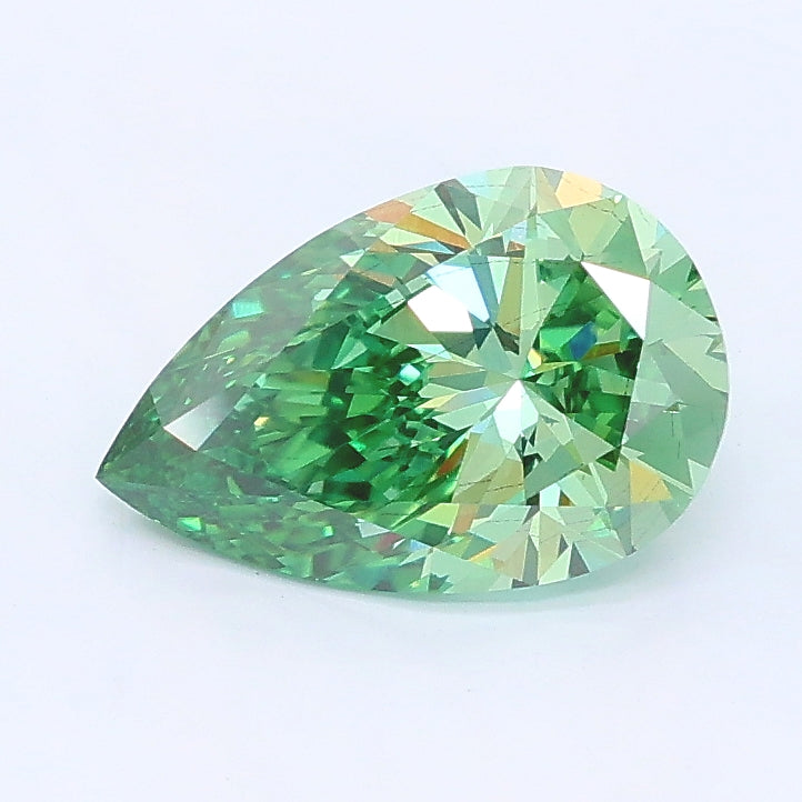 1.49 carat fancy vivid green pear lab grown diamond VS2 clarity