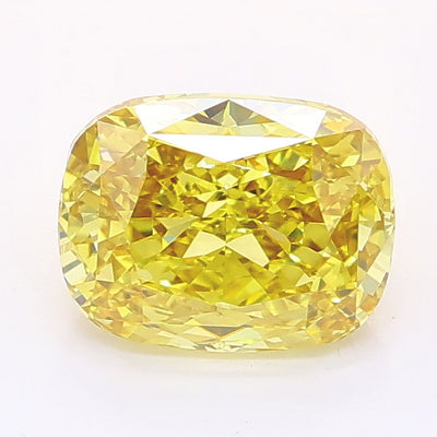 1.52 carat fancy vivid yellow cushion lab grown diamond VS1 clarity