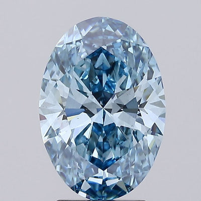 3.00 carat fancy vivid blue oval lab grown diamond VS2 clarity