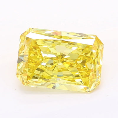 1.22 carat fancy vivid yellow radiant lab grown diamond VS1 clarity