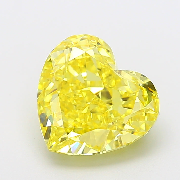 4.59 carat fancy vivid yellow heart lab grown diamond VS1 clarity