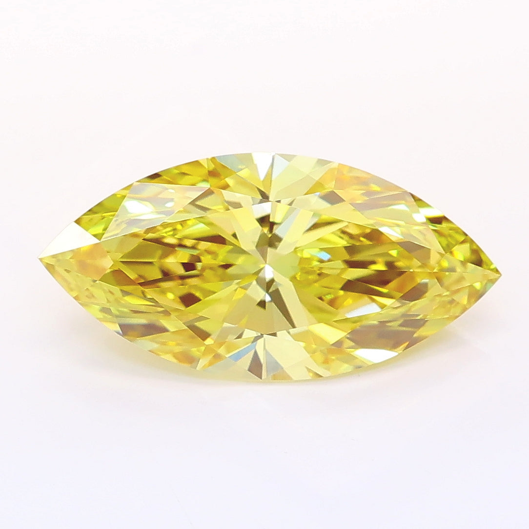 3.06 carat fancy intense yellow marquise lab grown diamond VVS2 clarity