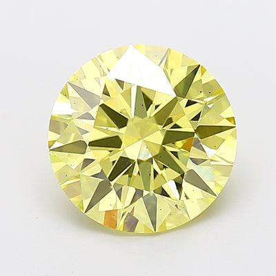 4.04 carat fancy intense yellow round lab grown diamond SI1 clarity