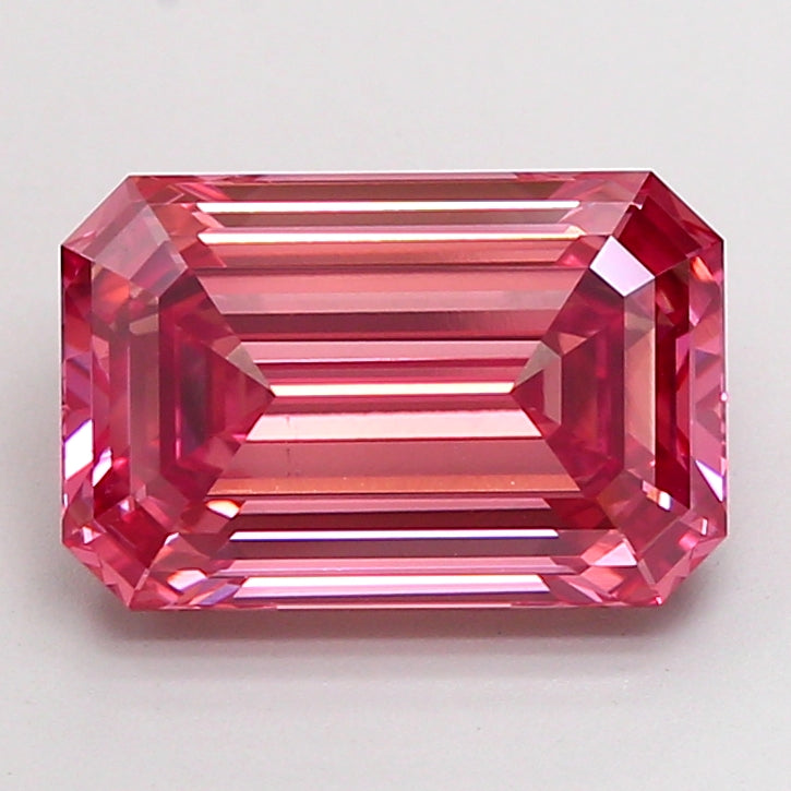 4.85 carat fancy vivid pink emerald lab grown diamond VS2 clarity