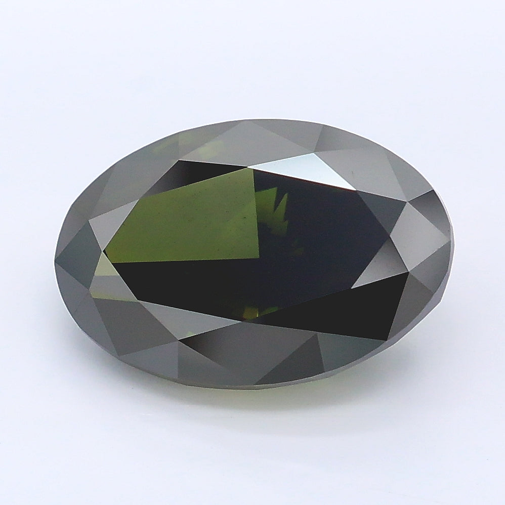 5.01 carat fancy dark green oval lab grown diamond VS2 clarity