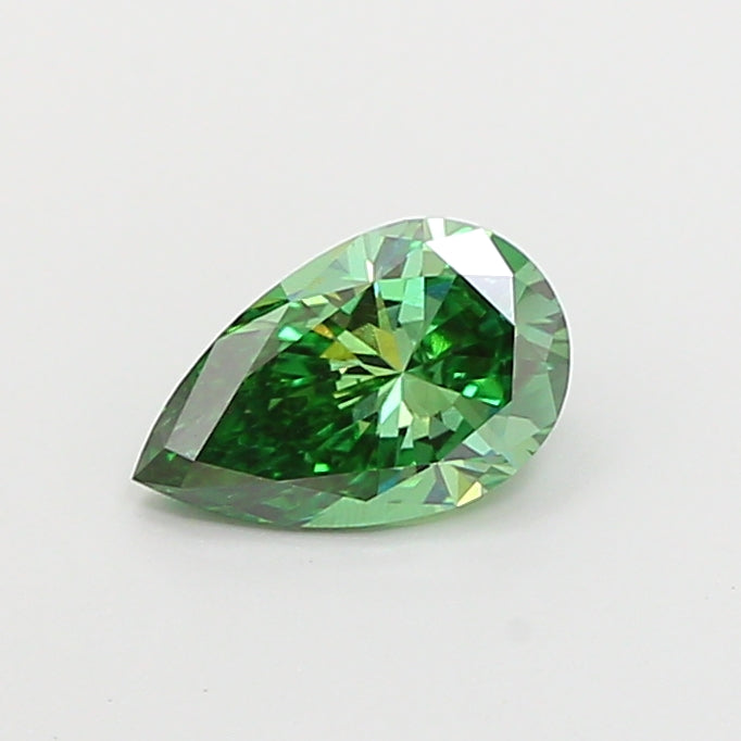 0.93 carat fancy vivid green pear lab grown diamond VS2 clarity