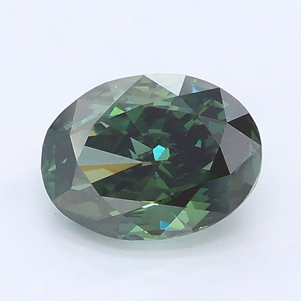 1.12 carat fancy vivid green oval lab grown diamond VS1 clarity