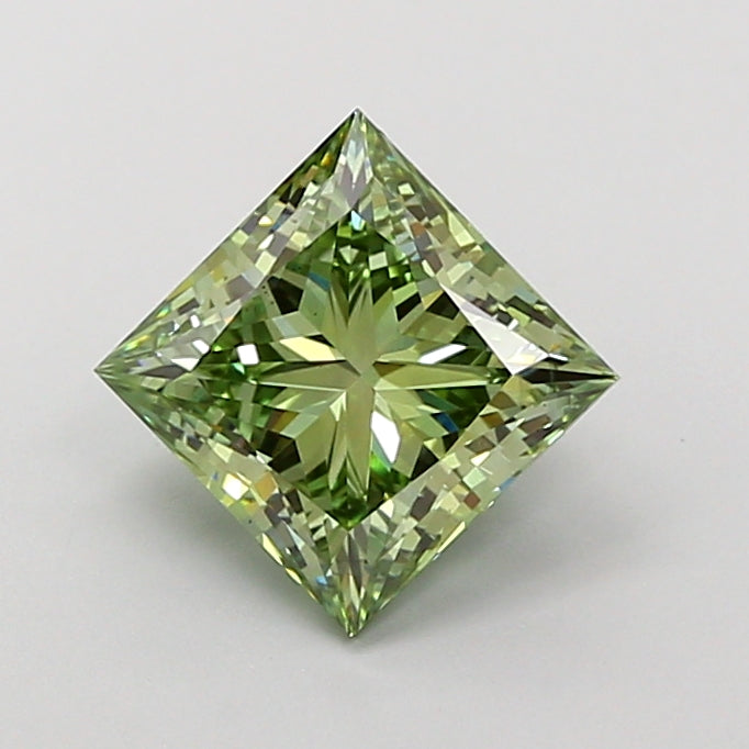 2.02 carat fancy vivid green princess lab grown diamond VS2 clarity