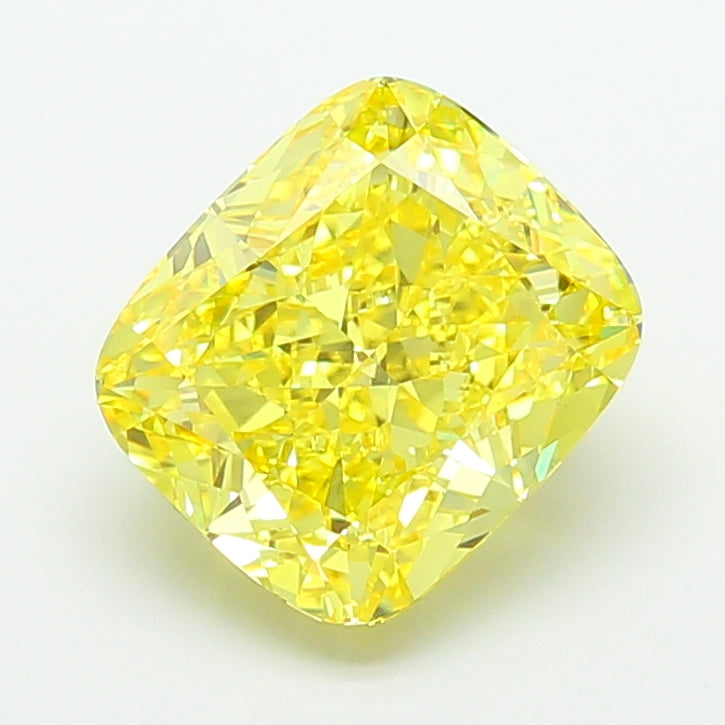 7.02 carat fancy vivid yellow cushion lab grown diamond VVS2 clarity