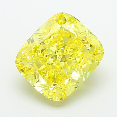 7.02 carat fancy vivid yellow cushion lab grown diamond VVS2 clarity
